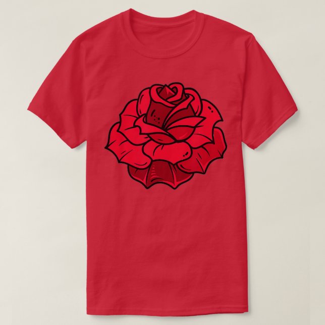 T-shirt Pocket simple Rose Rouge Fleur Romantique Loisir P (Design devant)