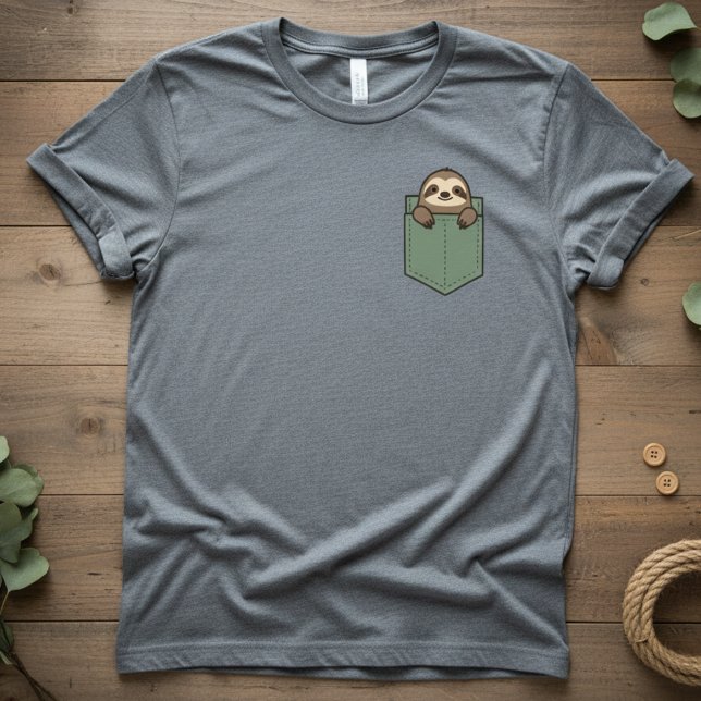 T-shirt Pocket Sloth — Cute Pocket TDesign, Minimal Sloth (Créateur téléchargé)