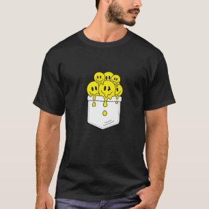 T-shirt Pocket Smile Jaune Face à la fonte du graphique du