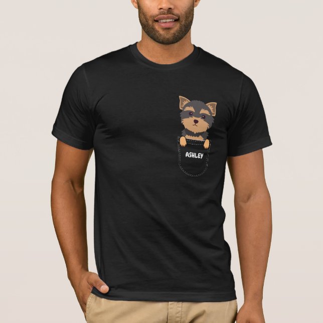 T-shirt Pocket Yorkshire Terrier chiot chien mignon (Devant)