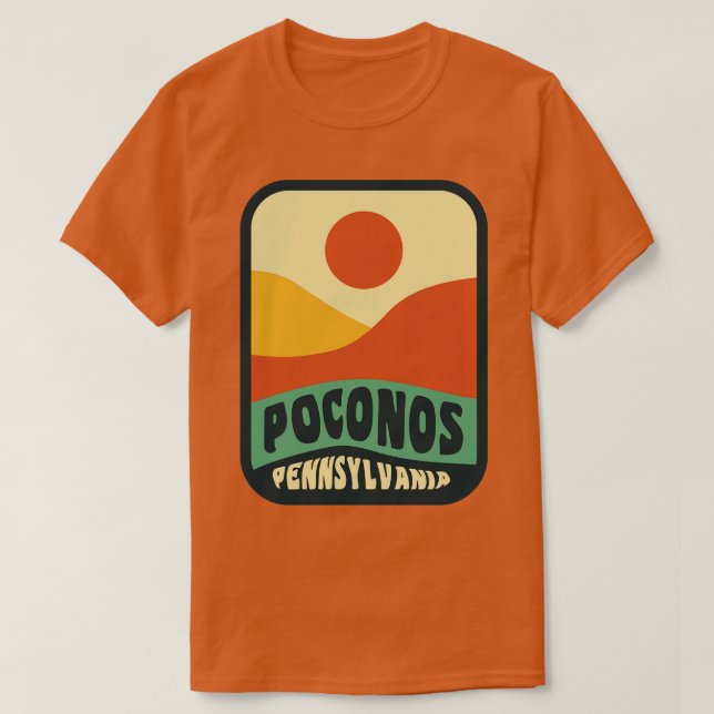 T-shirt Pocono Mountains Pennsylvania Retro Sunset Badge (Design devant)