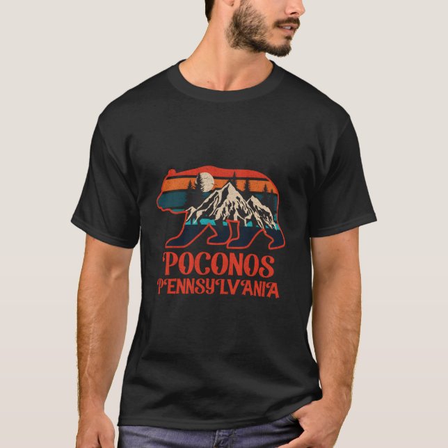 T-shirt Poconos Mounts Pennsylvanie Pa Bear Randonnées sol (Devant)