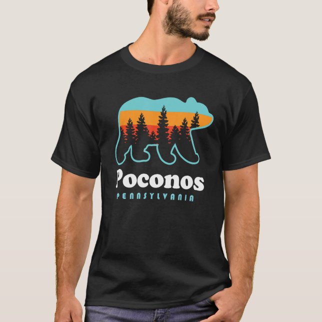 T-shirt Poconos Pennsylvanie Ours Sunset Vacances (Devant)
