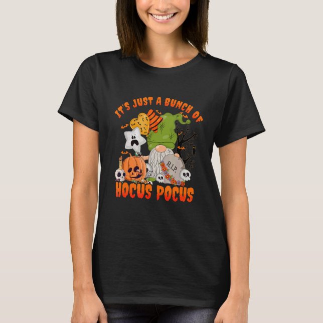 T-shirt Pocus Citrouille Gnome Bats effrayant (Devant)