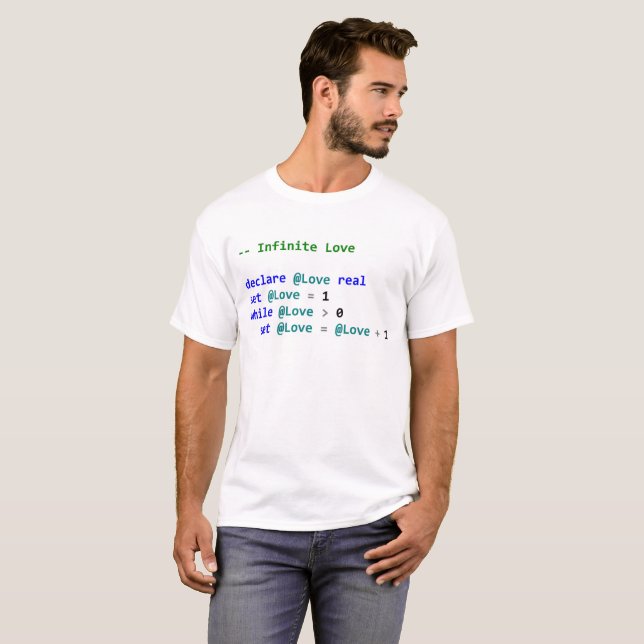 T-shirt Poème d'amour infini dans Transact-SQL (Devant entier)