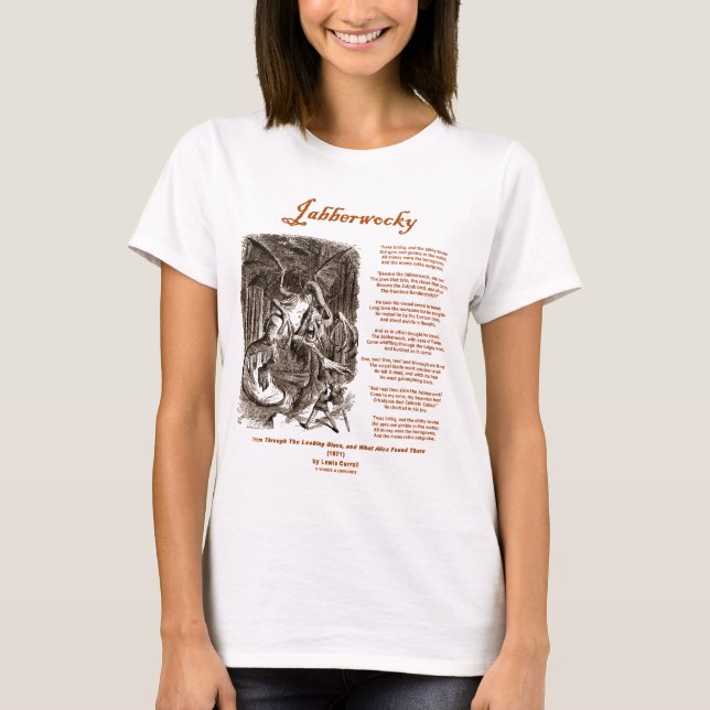 T-shirt Poème de Jabberwocky par Lewis Carroll (Devant)