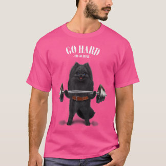 T-shirt Poids De Chien Poméranien Noir Dans Fitness Gym