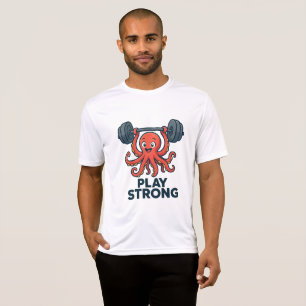 T-shirt Poids Du Cartoon Octopus - Jouer À Une Salle De Sp