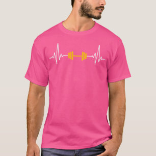 T-shirt Poids Heartbeat Pulse Barbell Gym Fitness