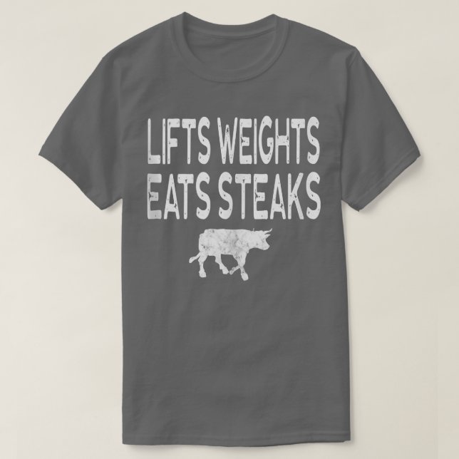 T-shirt Poids Lift Mange Steak Protein Body Builch Banc (Design devant)