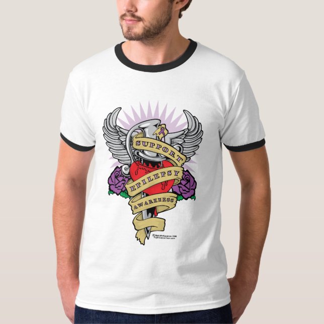 T-shirt Poignard d'épilepsie et tatouage de coeur (Devant)
