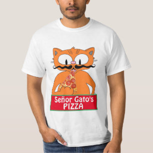 T-shirt Poignée de pizza de Señor Gato Moustache chat
