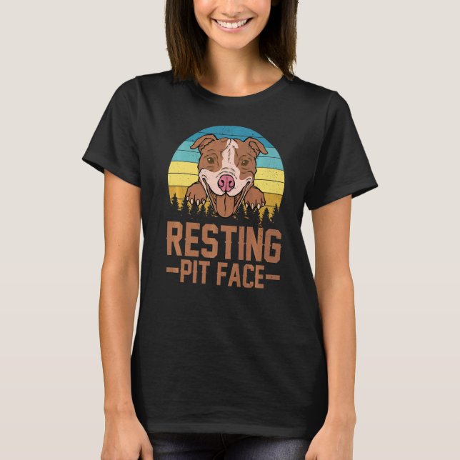 T-shirt Poignée de repos face mignonne Pitbull face Pitbul (Devant)