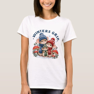 T-shirt Poignée d'hiver Mignon Souris d'hiver Chemise, Dou