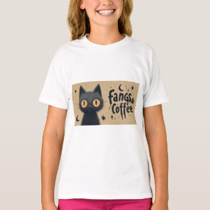 T-shirt Poignées et croquis de café avec Grungy Black Cat