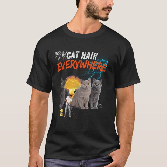 T-shirt Poils de chat partout, conception de chat drôle, a (Devant)