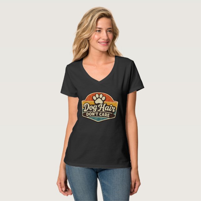 T-shirt "Poils de chien, on s'en fiche" – Cadeau d (Devant entier)