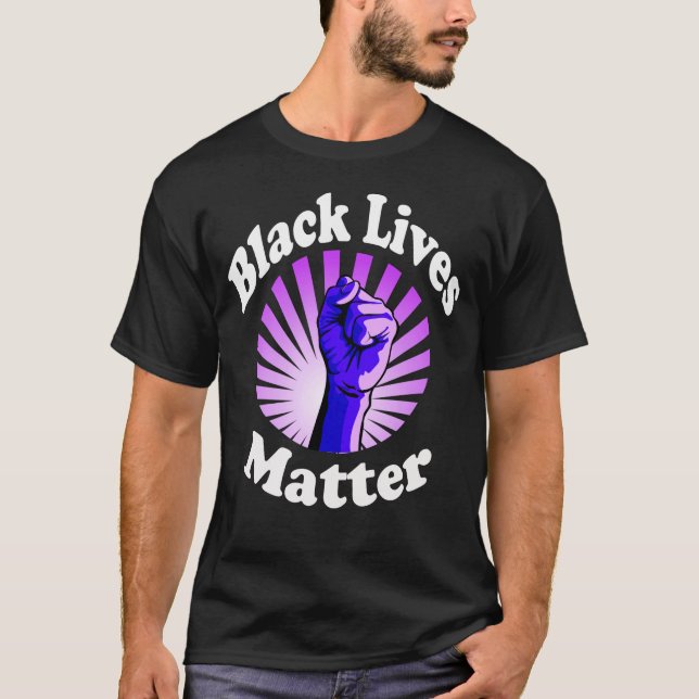 T-shirt Poing bleu noir vie matière BLM (Devant)