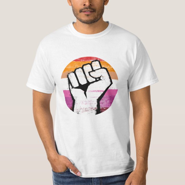 T-shirt Poing de fierté lesbienne impression en cercle (Devant)