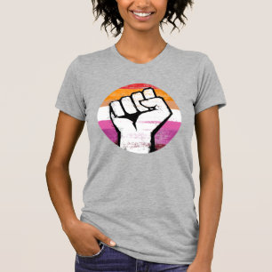 T-shirt Poing de fierté lesbienne impression en cercle
