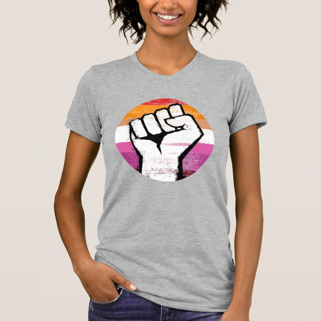 T-shirt Poing de fierté lesbienne impression en cercle (Devant)