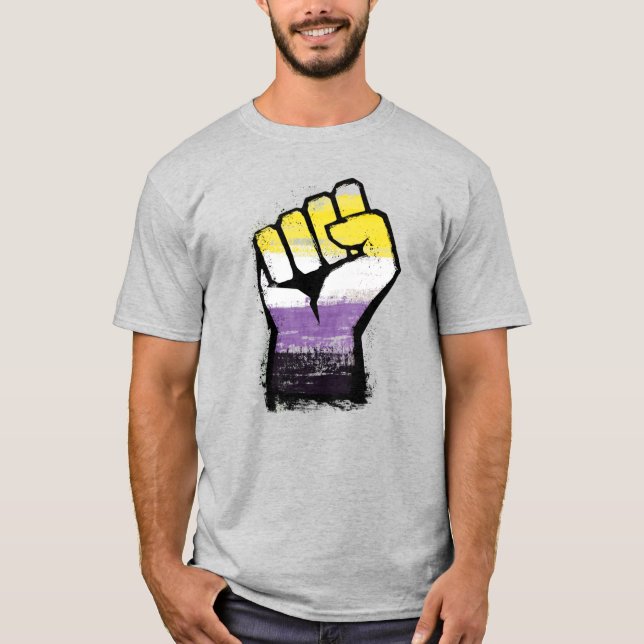 T-shirt Poing de protestation de fierté non binaire (Devant)