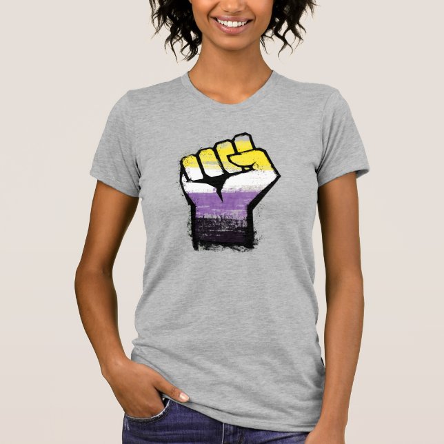 T-shirt Poing de protestation de fierté non binaire (Devant)