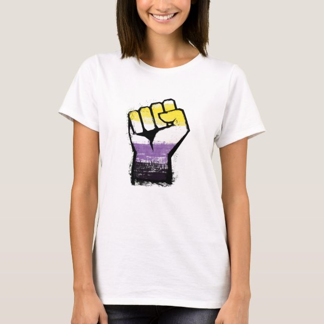 T-shirt Poing de protestation de fierté non binaire (Devant)