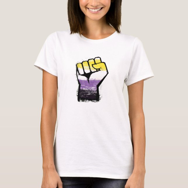 T-shirt Poing de protestation de fierté non binaire (Devant)
