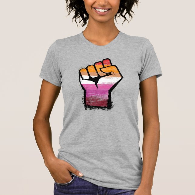 T-shirt Poing de protestation lesbienne (Devant)