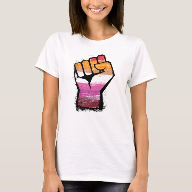 T-shirt Poing de protestation lesbienne (Devant)