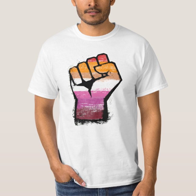 T-shirt Poing de protestation lesbienne (Devant)