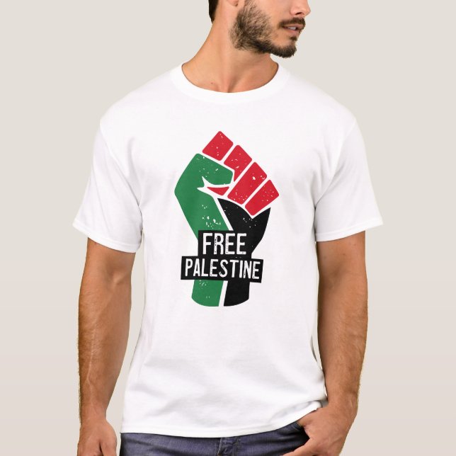 T-shirt Poing du drapeau de la Palestine libre (Devant)