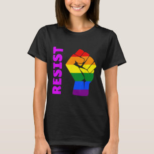 T-shirt Poing levé arc-en-ciel pro-lgbt #résister Anti-tru