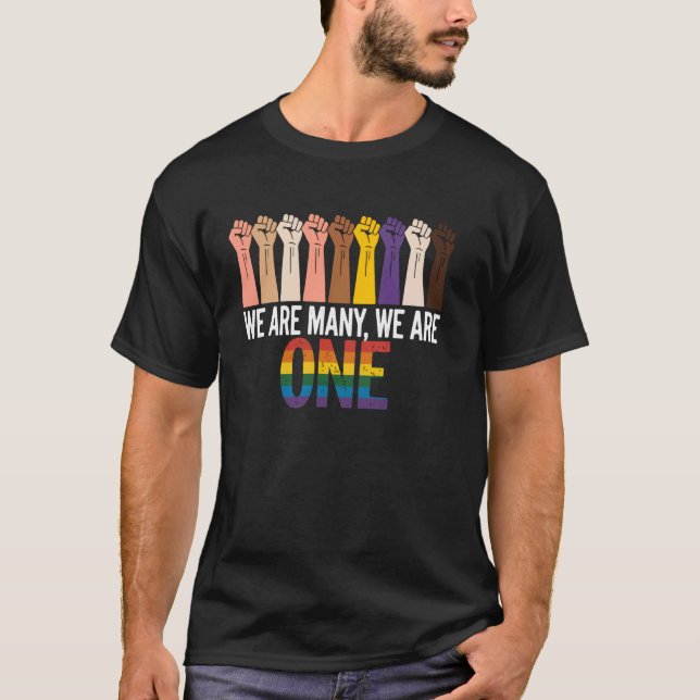 T-shirt Poings Divers Avec Message D'Unité (Devant)