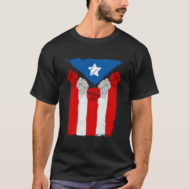 T-shirt Poings Levés Pour Porto Rico Boricua Drapeau Puert (Devant)