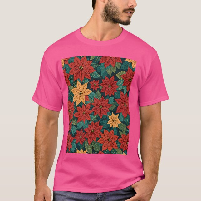 T-shirt Poinsettia Retro Style Art Abstrait Complémentaire (Devant)