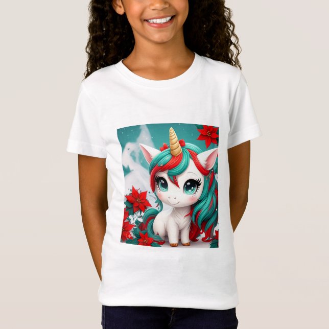 T-Shirt Poinsettia Unicorn  (Devant)