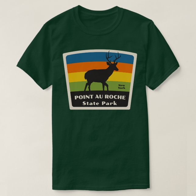 T-shirt Point Au Roche State Park New York Roaming Deer (Design devant)