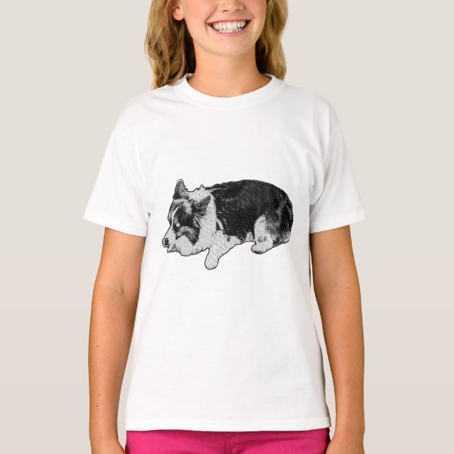 T-shirt point de l'hiver calme, corgi (Devant)