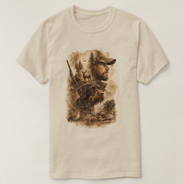 T-shirt Pointer à poil dur allemand (Design devant)