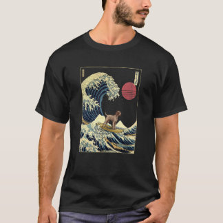 T-shirt Pointer à poil dur allemand Vague de Kanagawa japo