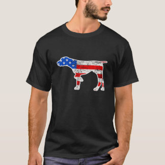 T-shirt Pointer Dog, 4 Juillet, Retro USA American Flag