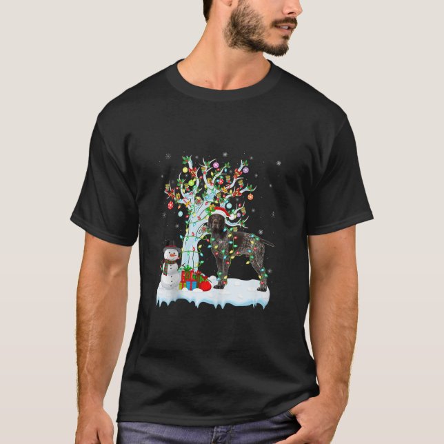 T-shirt Pointer Dog Xmas Element Tree Lighting Pointer Dog (Devant)