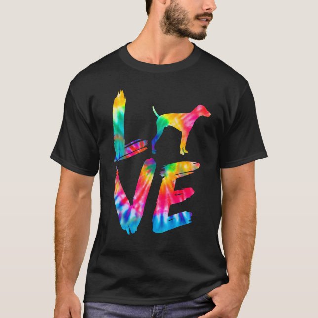 T-shirt Pointer Tie Dye Loe Chien Maman Papa (Devant)