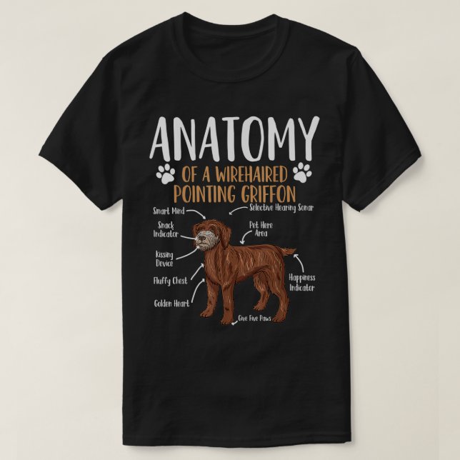T-shirt Pointeur à poils durs Griffon Dog Anatomie (Design devant)