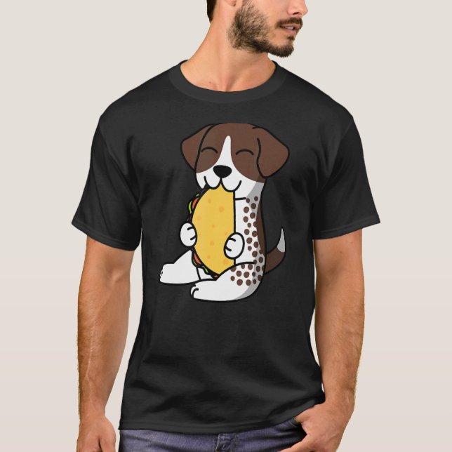 T-shirt Pointeur Allemand À Brève Mangeant Un Chien Taco (Devant)