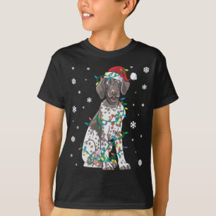 T-shirt Pointeur Allemand À Brun Enveloppé Dans Le Li De N