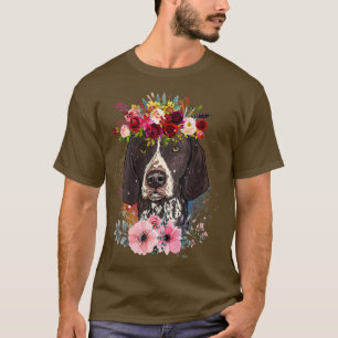 T-shirt Pointeur allemand à cheveux courts floral chien am