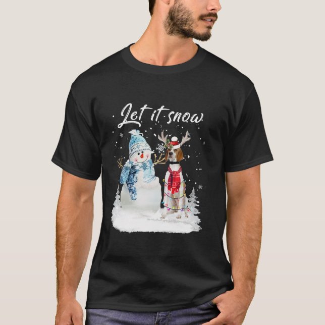 T-shirt Pointeur anglais Père Noël Chien Noël Snowman Xmas (Devant)